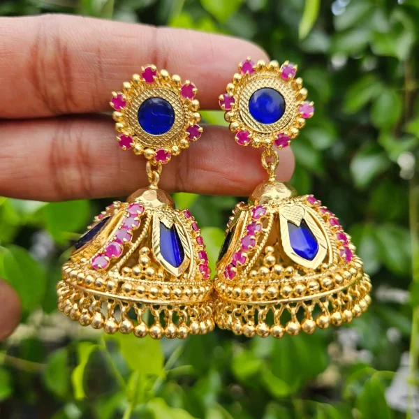 Goldlookalike Blue Nagapadam Jhumka
