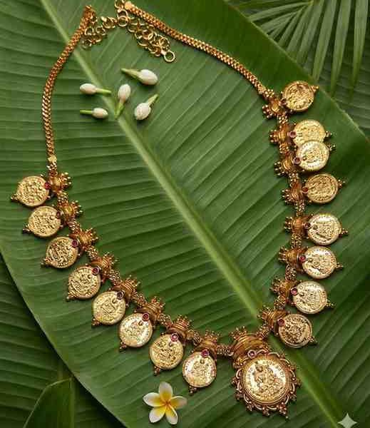 Gold Copy Work of Traditional Kasumala (Coin Necklace)