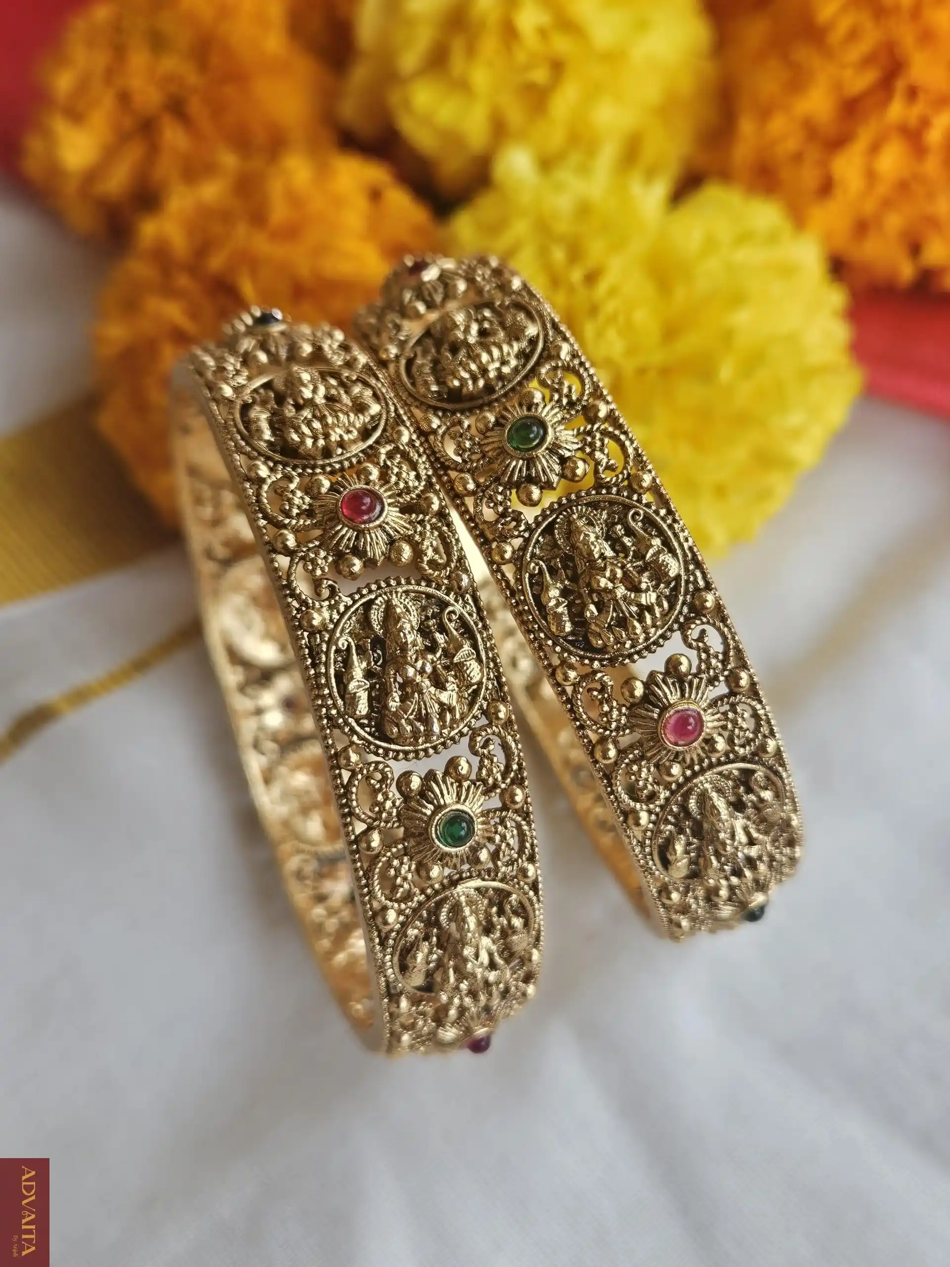 20251110_1538421-1-scaled-e1763225159461 Traditional Temple Design Bangle Set - Image 1