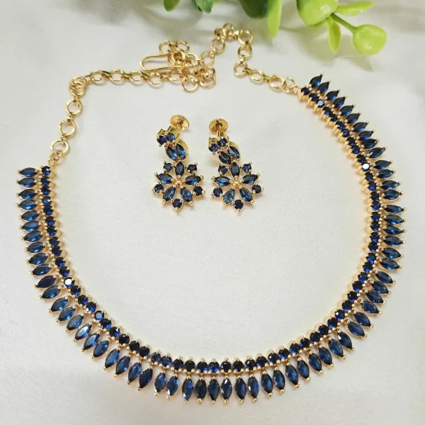 Premium Blue Sapphire Stone Necklace Set