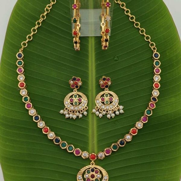 Navaratna Attigai Necklace Combo