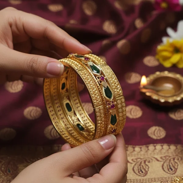 Premium Goldlookalike Nagapadam Bridal Bange Set
