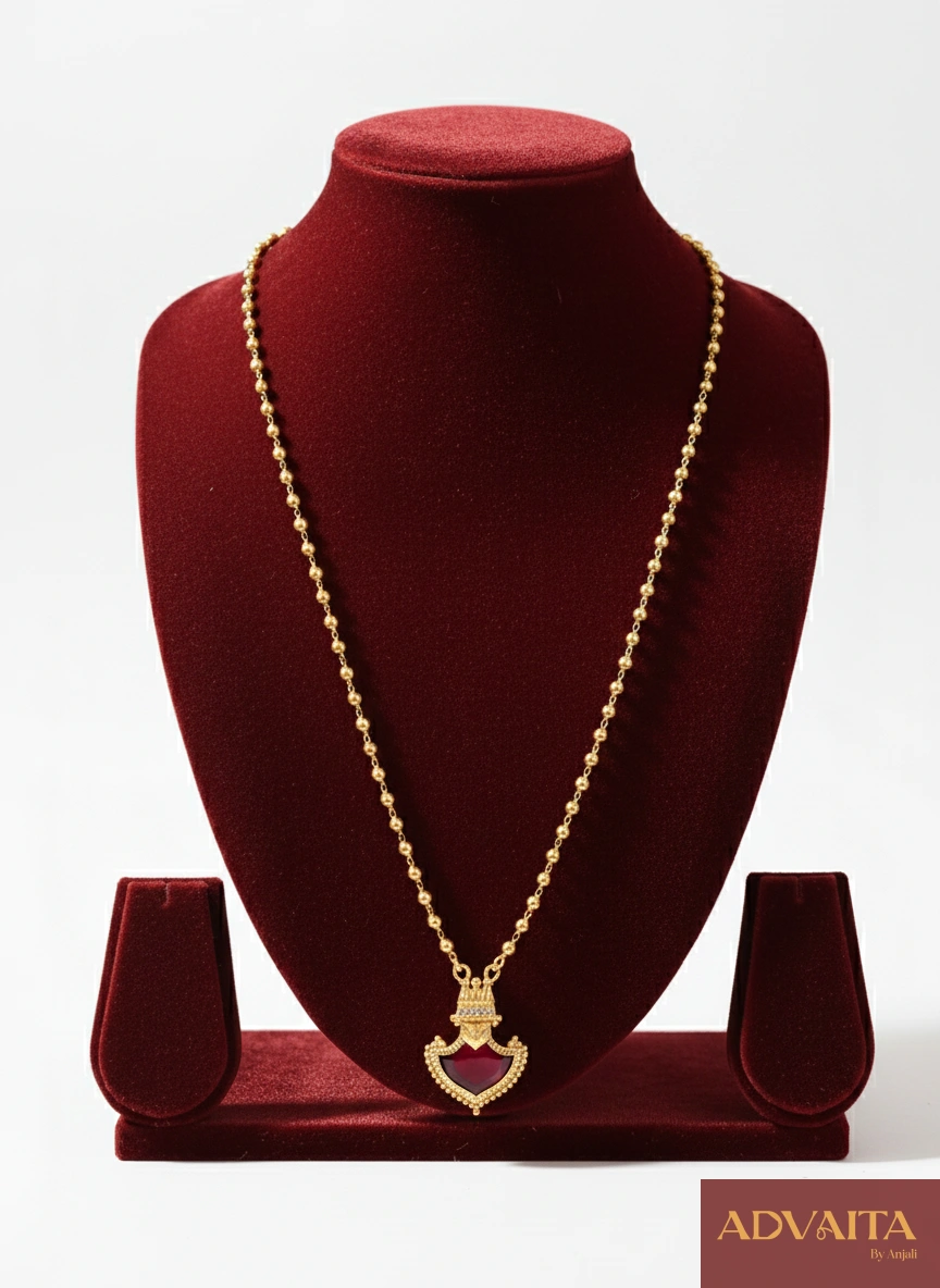 New Project - 2025-12-17T152553.931 Kerala Traditional Red Palaka Pendent Chain - Image 1