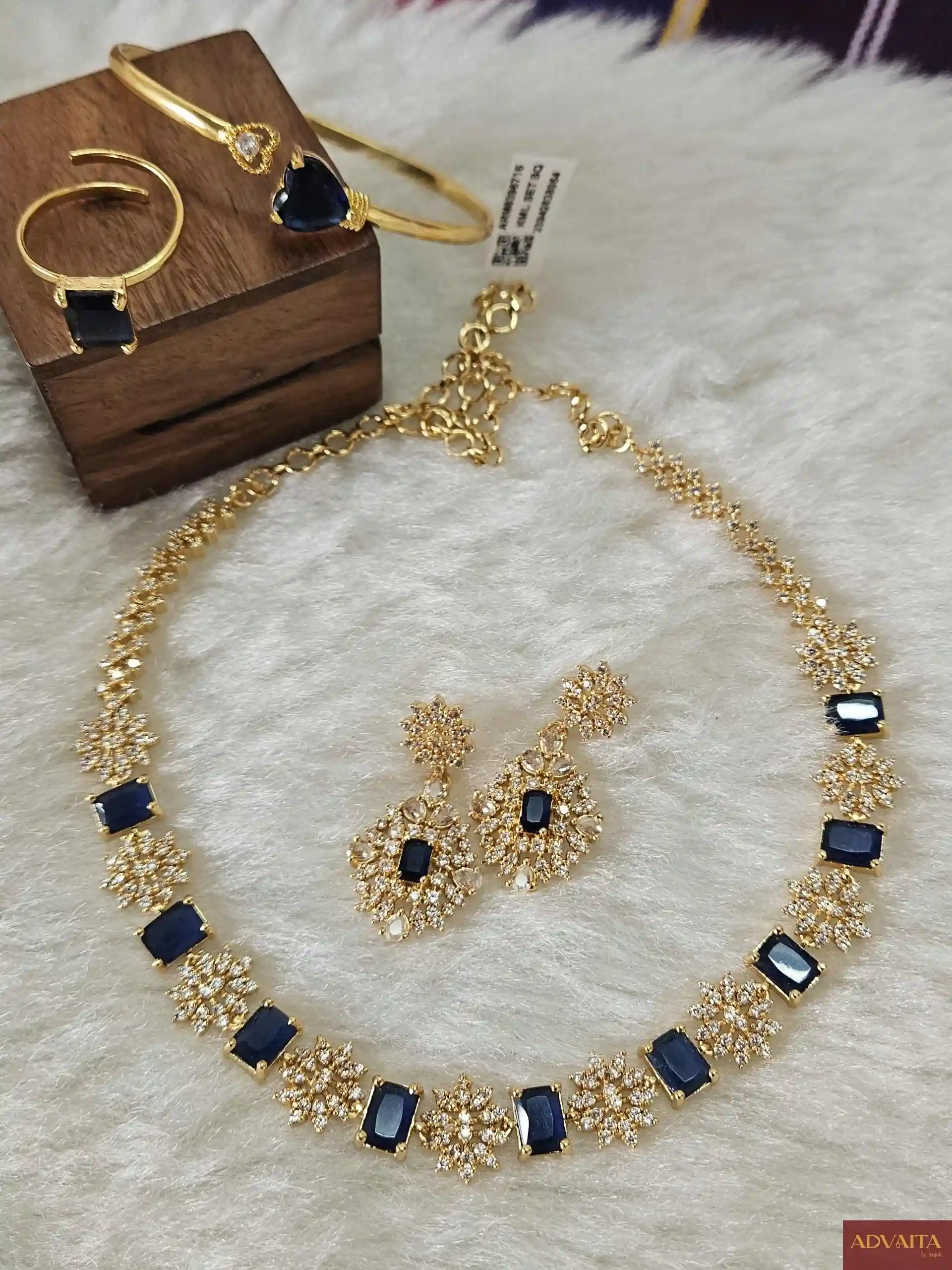 New Project - 2025-12-17T154108.210 Premium Blue Sapphire and White Stone Necklace Combo - Image 1