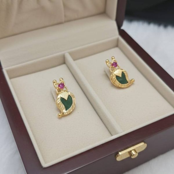 Traditional Green Stone Mango Stud Earrings