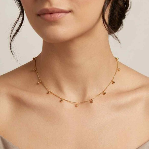 Premium Goldlookalike Short Ball Necklace