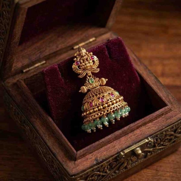 Bridal Temple Design Goddess Lakshmi Jhumka