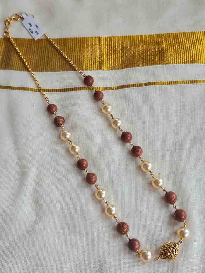 20260314_1755351 Pearl Sand Stone Antique Beaded Gundumala - Image 1