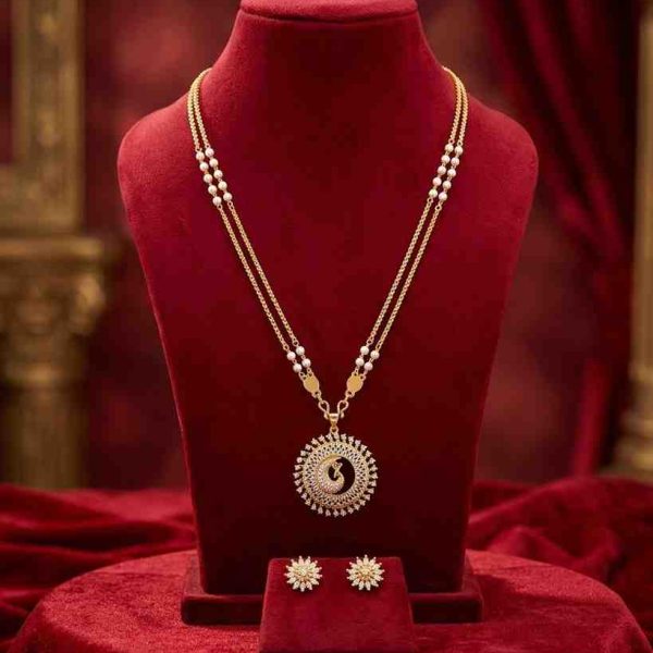 Peacock Pearl Pendent Chain Set
