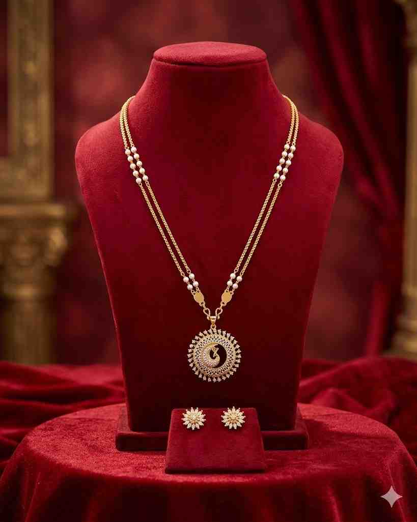 1776653147893 Peacock Pearl Pendent Chain Set - Image 1