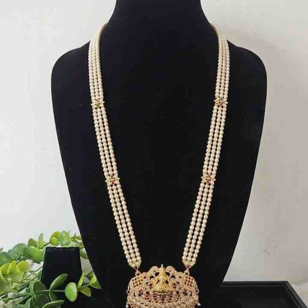 Premium Goldfinish Goddess Lakshmi Pearl Haram