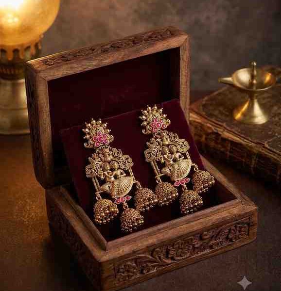 Temple Design Radha Krishna Earring