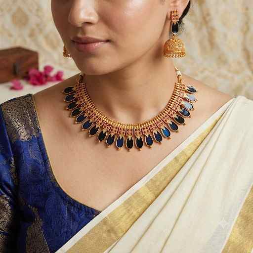 Traditional Nagapadam Necklace (Blue)